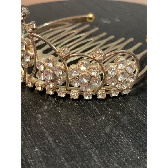 Vintage Rhinestone Floral Hair Comb Tiara list - Picture 6 of 6
